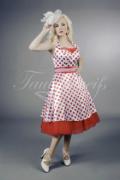 Abendkleid TW0012A - Abendkleid Tellerrock weiß rot gepunktet Neckholder 50er Jahre 1