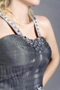 Abendkleid TW0022A - Abendkleid silbergrau kurz mini Satin Tüll Neckholder 2