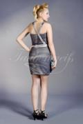 Abendkleid TW0022A - Abendkleid silbergrau kurz mini Satin Tüll Neckholder 3