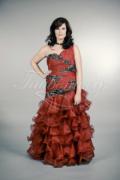 Abendkleid TW0027A - Abendkleid Übergröße Plus XXL Große Größe rot-braun Rüschen 1