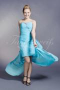 Abendkleid TW0028A - Abendkleid himmelblau Mini abnehmbare Schleppe Chiffon trägerlos 1