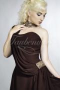 Abendkleid TW0030A - Abendkleid Chiffon schokobraun Pailletten asymmetrisch kurz 2