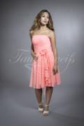 Brautjungfernkleid TWCL04 - Brautjungfernkleid hummer knielang Chiffon Blume trägerlos 1