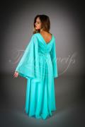 Brautjungfernkleid TWEM03 - Brautjungfernkleid türkis bodenlang Chiffon Perlen Langarm 3