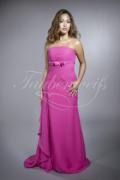 Brautjungfernkleid TWPP05 - Brautjungfernkleid fuchsia bodenlang mit Schleppe trägerlos 1