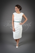 Brautkleid TW0043B - schlicht Etui kurz Standesamt Taft farbiges Band 1