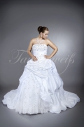 Brautkleid TW0047B - A-Linie Taft Spitze silberne Pailletten abnehmbare Schleppe 1