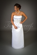 Brautkleid TW0048B - schmal fallend Satin silberne Stickerei ohne Schleppe 1