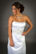 Brautkleid TW0048B - schmal fallend Satin silberne Stickerei ohne Schleppe 2