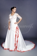 Brautkleid TW0113B - A-Linie Satin Spitze Ärmel rot Schnürung Schleppe 1