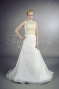 Brautkleid TW0127B - Organza Spitze Perlen hochgeschlossen Tattoo-Spitze 1