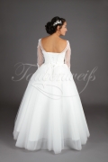 Brautkleid TW0139B - Prinzessin Spitze Tüll Blüten U-Bootausschnitt 3/4-Arm 3