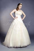 Brautkleid TW0147B - A-Linie Satin Tüll Spitze Perlen Prinzessin Rüschen champagner 1