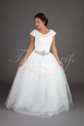 Brautkleid TW0151B - Spitze Strass kurze Ärmelchen Prinzessin ohne Schleppe 1