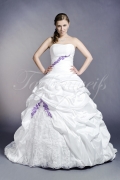 Brautkleid TW0153B - A-Linie lila Taft Spitze Perlen Raffungen Schleppe Schnürung 1