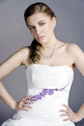 Brautkleid TW0153B - A-Linie lila Taft Spitze Perlen Raffungen Schleppe Schnürung 2