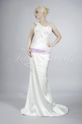 Brautkleid TW0185B - Meerjungfrau Satin lavendel lila Band ein Träger asymmetrisch 1