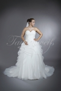 Brautkleid TW0200B - A-Linie Organza Tüll Spitze Perlen Raffungen 1