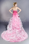 Brautkleid TW0205B - weiß pink A-Linie Tüll Satin Schleppe Perlen 3