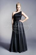 Abendkleid TW0005A - Abendkleid schwarz grau ein Träger breites Band modern 1