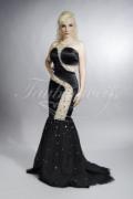 Abendkleid TW0010A - Abendkleid schwarz transparent Perlen und Pailleten sexy gewagt 1