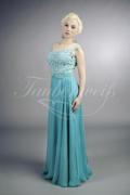 Abendkleid TW0034A - Abendkleid aquamarin blau türkis Chiffon Tattoo-Spitze lang 1