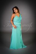 Brautjungfernkleid TWEM04 - Brautjungfernkleid türkis bodenlang Chiffon Perlen asymmetrisch 1