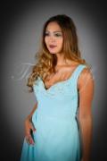 Brautjungfernkleid TWEM05 - Brautjungfernkleid himmelblau Chiffon Herzausschnitt Träger 2