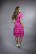 Brautjungfernkleid TWPP01 - Brautjungfernkleid fuchsia knielang Chiffon V-Ausschnitt Kurzarm 3