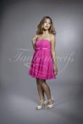 Brautjungfernkleid TWPP02 - Brautjungfernkleid fuchsia mini Babydoll Chiffon trägerlos Schleife 1