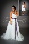 Brautkleid TW0015B - A-Linie Organza lila Band abnehmbarer Rock Schleppe 1