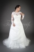 Brautkleid TW0037B - Tüll Spitze A-Linie Langarm Reißverschluss Schleppe 1