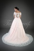 Brautkleid TW0038B - A-Linie rosa pastell Tüll Tattoo Spitze Langarm Schleppe Knöpfe 3