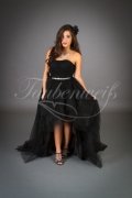 Brautkleid TW0051B - schwarz Vokuhila Tüll Schleppe Rock Punk Gothic 1