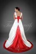 Brautkleid TW0077B - A-Linie rote Stickerei Satin Märchen Schleppe Schnürung 3