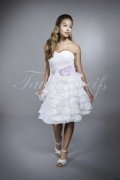 Brautkleid TW0149B - kurz Organza Rüschen rosa Blüten Standesamt 1