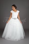 Brautkleid TW0151B - Spitze Strass kurze Ärmelchen Prinzessin ohne Schleppe 1