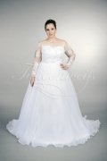 Brautkleid TW0162B - Übergröße Plus XXL Große Größe A-Linie Organza Spitze Langarm 1