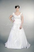 Brautkleid TW0172B - Übergröße Plus XXL Große Größe Satin Perlenstickereien Kurzarm Raffungen 1