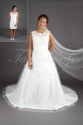 Brautkleid TW0180B - 2 in 1 kurz und lang abnehmbarer Rock Spitze Schleppe 1