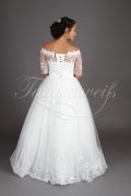 Brautkleid TW0188B - Tüll Spitze Prinzessin 3/4-Arm U-Bootausschnitt ohne Schleppe 3
