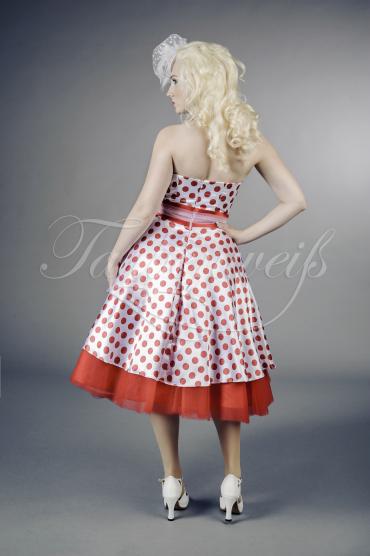 Abendkleid TW0012A - Abendkleid Tellerrock weiß rot gepunktet Neckholder 50er Jahre 3