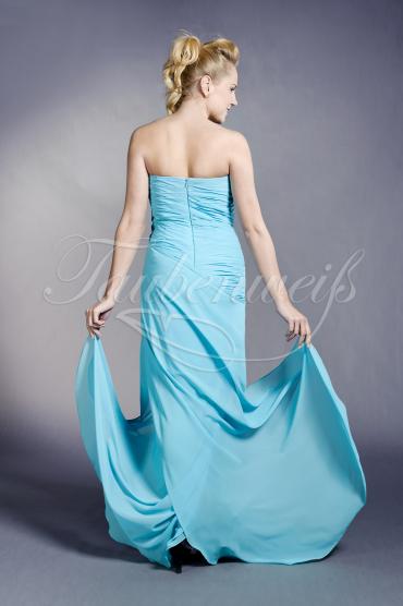 Abendkleid TW0028A - Abendkleid himmelblau Mini abnehmbare Schleppe Chiffon trägerlos 3