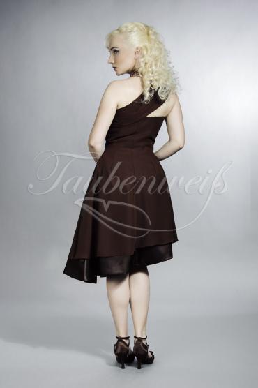 Abendkleid TW0030A - Abendkleid Chiffon schokobraun Pailletten asymmetrisch kurz 3