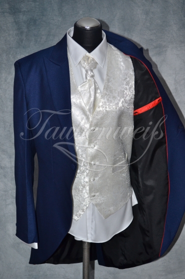 Anzug TW0006AN - Bräutigam Gehrock royalblau elfenbein einreihig Mischgewebe Wolle Polyester 2