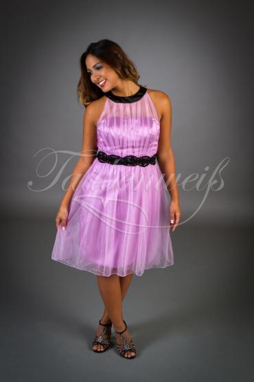 Brautjungfernkleid TWBP03 - Tüll Organza Spitze schwarz lila Schlüssellochausschnitt Rundhals