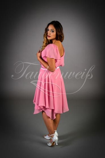Brautjungfernkleid TWSP03 - Brautjungfernkleid pink mehrlagig V-Ausschnitt Kurzarm 3