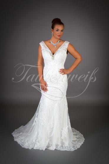 Brautkleid TW0004B - Meerjungfrau Boho Vintage Spitze Perlen Strass V-Ausschnitt