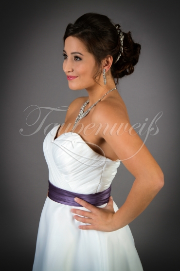 Brautkleid TW0014B - kurz Organza lila Band Herzausschnitt schlicht Standesamt 2