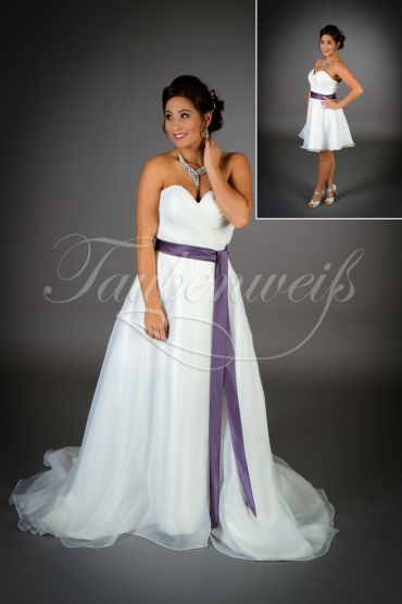 Brautkleid TW0015B - A-Linie Organza lila Band abnehmbarer Rock Schleppe 1